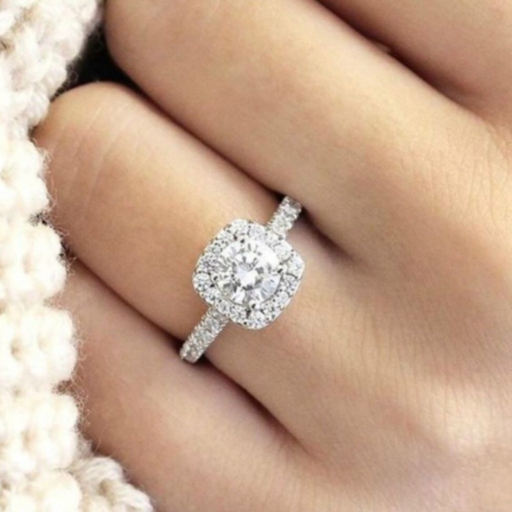 18K Gold Plated Cubic Zirconia Engagement Ring - Picture 4 of 11